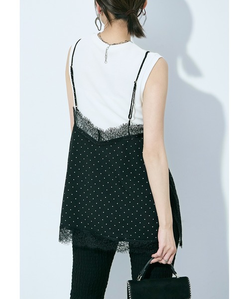 Fashion Letter(ファッションレター)の「ジョーゼットドット×レース ランジェリーキャミ(ワンピース・レディース・ブラック/キナリ・M)」の18枚目の写真