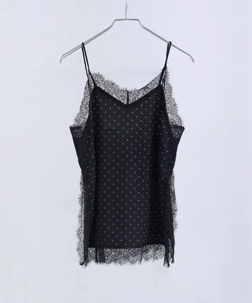 Fashion Letter(ファッションレター)の「ジョーゼットドット×レース ランジェリーキャミ(ワンピース・レディース・ブラック/キナリ・M)」の20枚目の写真