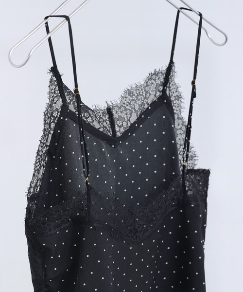 Fashion Letter(ファッションレター)の「ジョーゼットドット×レース ランジェリーキャミ(ワンピース・レディース・ブラック/キナリ・M)」の22枚目の写真