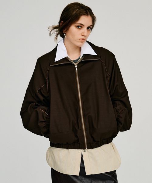 PRANK PROJECT（プランクプロジェクト）の「【2026Autumn Pre-Order】ウーステッドトラックジャケット / Worsted Track Jacket（ブルゾン・レディース・ネイビー/ブラウン/ベージュ・FREE）」の2枚目の写真