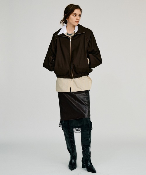 PRANK PROJECT（プランクプロジェクト）の「【2026Autumn Pre-Order】ウーステッドトラックジャケット / Worsted Track Jacket（ブルゾン・レディース・ネイビー/ブラウン/ベージュ・FREE）」の4枚目の写真