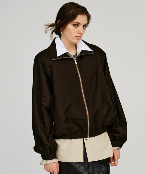 PRANK PROJECT（プランクプロジェクト）の「【2026Autumn Pre-Order】ウーステッドトラックジャケット / Worsted Track Jacket（ブルゾン・レディース・ネイビー/ブラウン/ベージュ・FREE）」の9枚目の写真