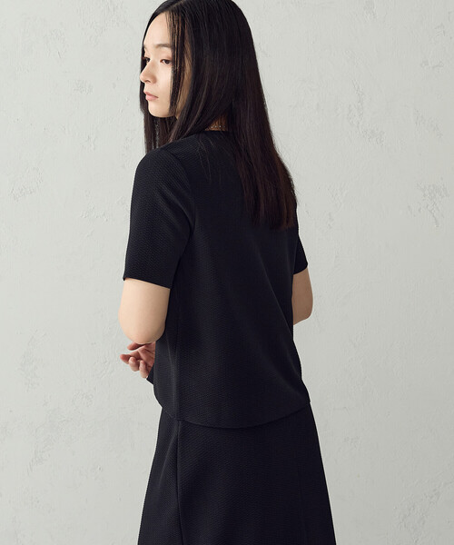 COMME CA ISM(コムサイズム)の「膨れジャガード ベーシック Tシャツ/セットアップ対応(Tシャツ/カットソー・レディース・アイボリー/ネイビー/ブラック・LARGE/MEDIUM)」の14枚目の写真