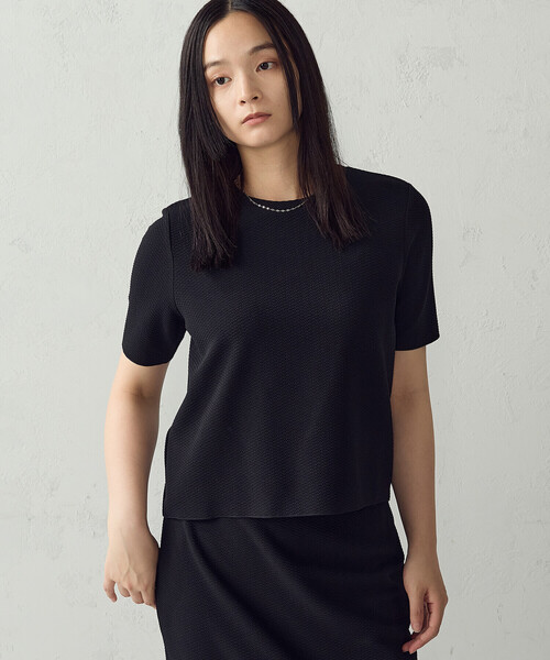 COMME CA ISM(コムサイズム)の「膨れジャガード ベーシック Tシャツ/セットアップ対応(Tシャツ/カットソー・レディース・アイボリー/ネイビー/ブラック・LARGE/MEDIUM)」の15枚目の写真