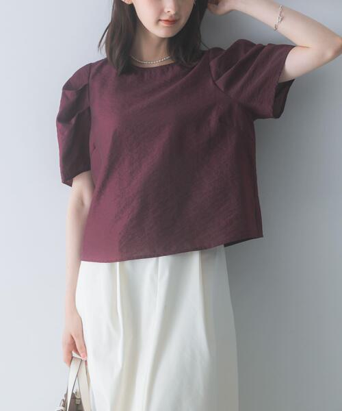 URBAN RESEARCH ROSSO WOMEN（アーバンリサーチ　ロッソ）の「『WEB限定』フォルムスリーブシアーブラウス（シャツ/ブラウス・レディース・ボルドー/ホワイト/ブラック・FREE）」の3枚目の写真