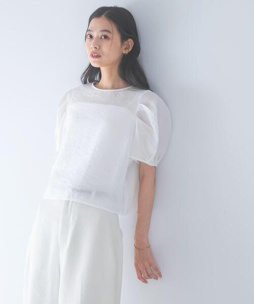 URBAN RESEARCH ROSSO WOMEN（アーバンリサーチ　ロッソ）の「『WEB限定』フォルムスリーブシアーブラウス（シャツ/ブラウス・レディース・ボルドー/ホワイト/ブラック・FREE）」の5枚目の写真