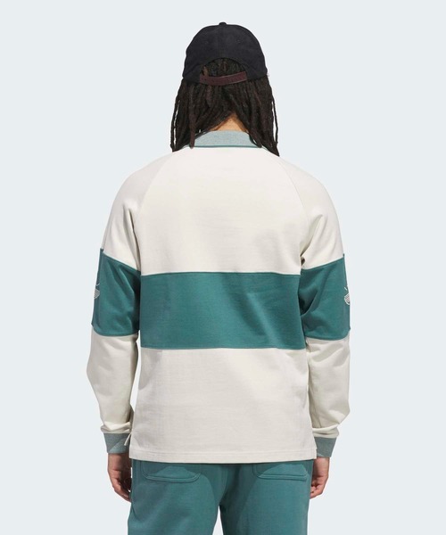 adidas(アディダス)の「シュムーフォイルヘビーウェイト ラグビー長袖シャツ / ロンT / アディダスオリジナルス adidas Originals(Tシャツ/カットソー・メンズ・ホワイト×グリーン・X-SMALL/XX-LARGE/3XL/LARGE/MEDIUM/SMALL/X-LARGE)」の4枚目の写真