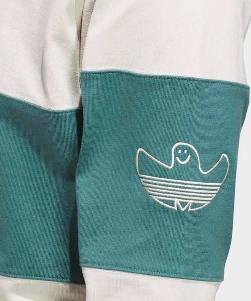 adidas(アディダス)の「シュムーフォイルヘビーウェイト ラグビー長袖シャツ / ロンT / アディダスオリジナルス adidas Originals(Tシャツ/カットソー・メンズ・ホワイト×グリーン・X-SMALL/XX-LARGE/3XL/LARGE/MEDIUM/SMALL/X-LARGE)」の6枚目の写真