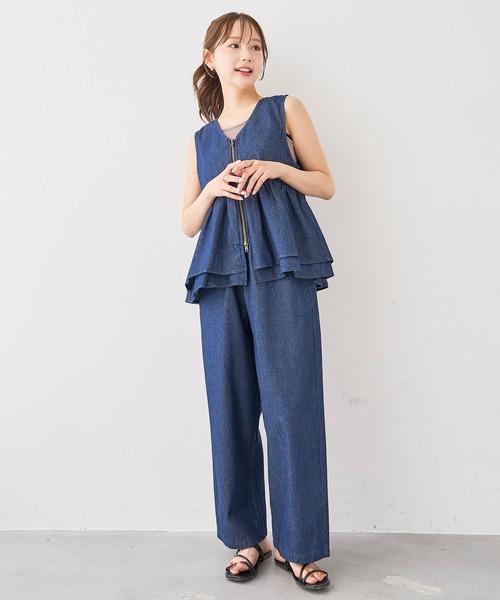 mil(ミル)の「ライトデニム リラックスワイドパンツ/セットアップ対応【588211】(デニムパンツ・レディース・インディゴブルー/ブラック・M-Short/S-Regular/M-Regular/S-Short)」の21枚目の写真