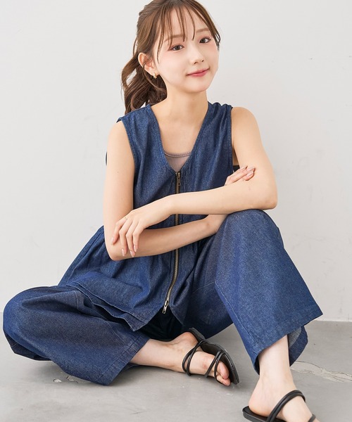 mil(ミル)の「ライトデニム リラックスワイドパンツ/セットアップ対応【588211】(デニムパンツ・レディース・インディゴブルー/ブラック・M-Short/S-Regular/M-Regular/S-Short)」の22枚目の写真