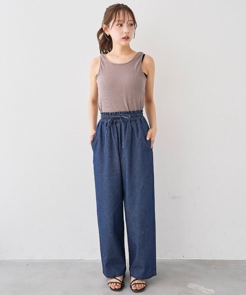 mil(ミル)の「ライトデニム リラックスワイドパンツ/セットアップ対応【588211】(デニムパンツ・レディース・インディゴブルー/ブラック・M-Short/S-Regular/M-Regular/S-Short)」の17枚目の写真
