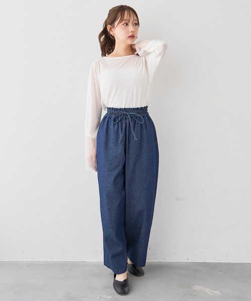 mil(ミル)の「ライトデニム リラックスワイドパンツ/セットアップ対応【588211】(デニムパンツ・レディース・インディゴブルー/ブラック・M-Short/S-Regular/M-Regular/S-Short)」の10枚目の写真