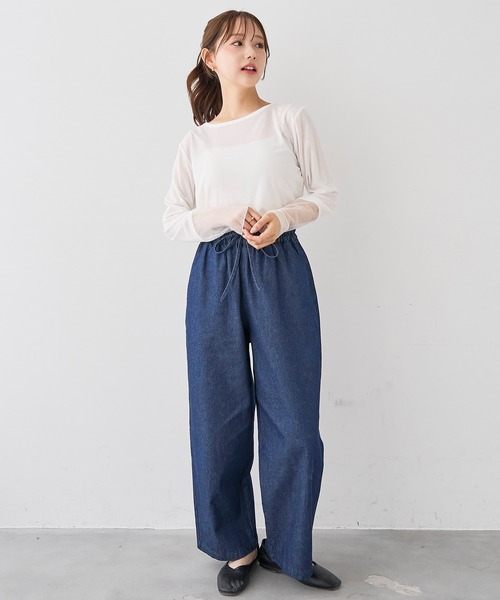 mil(ミル)の「ライトデニム リラックスワイドパンツ/セットアップ対応【588211】(デニムパンツ・レディース・インディゴブルー/ブラック・M-Short/S-Regular/M-Regular/S-Short)」の13枚目の写真