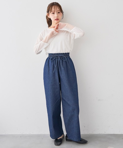 mil(ミル)の「ライトデニム リラックスワイドパンツ/セットアップ対応【588211】(デニムパンツ・レディース・インディゴブルー/ブラック・M-Short/S-Regular/M-Regular/S-Short)」の14枚目の写真