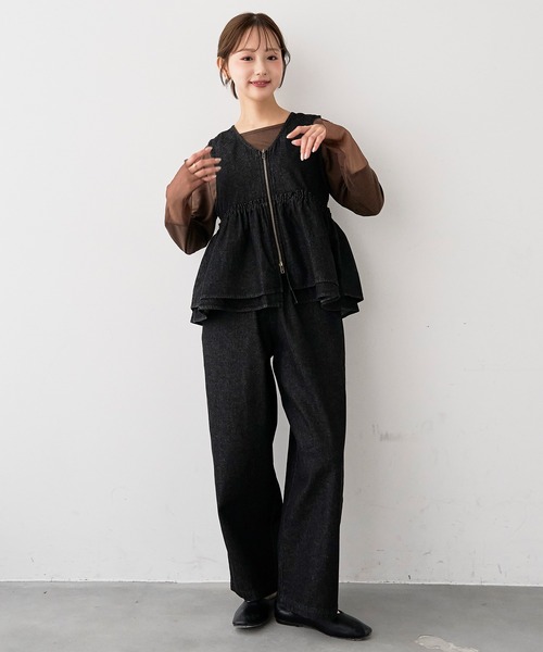 mil(ミル)の「ライトデニム リラックスワイドパンツ/セットアップ対応【588211】(デニムパンツ・レディース・インディゴブルー/ブラック・M-Short/S-Regular/M-Regular/S-Short)」の7枚目の写真