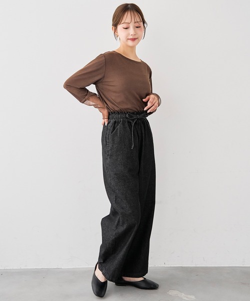 mil(ミル)の「ライトデニム リラックスワイドパンツ/セットアップ対応【588211】(デニムパンツ・レディース・インディゴブルー/ブラック・M-Short/S-Regular/M-Regular/S-Short)」の6枚目の写真