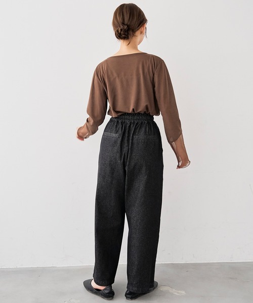 mil(ミル)の「ライトデニム リラックスワイドパンツ/セットアップ対応【588211】(デニムパンツ・レディース・インディゴブルー/ブラック・M-Short/S-Regular/M-Regular/S-Short)」の5枚目の写真