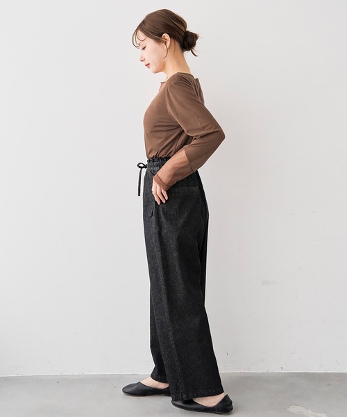 mil(ミル)の「ライトデニム リラックスワイドパンツ/セットアップ対応【588211】(デニムパンツ・レディース・インディゴブルー/ブラック・M-Short/S-Regular/M-Regular/S-Short)」の4枚目の写真
