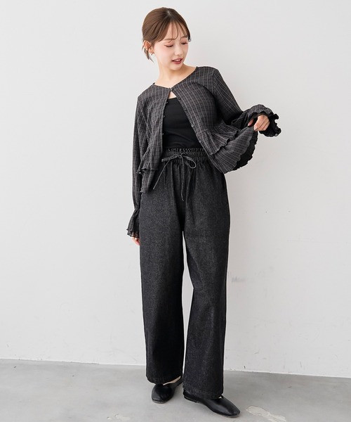 mil(ミル)の「ライトデニム リラックスワイドパンツ/セットアップ対応【588211】(デニムパンツ・レディース・インディゴブルー/ブラック・M-Short/S-Regular/M-Regular/S-Short)」の8枚目の写真
