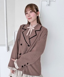 F i.n.t（フィント）の「フリル付きミニチェック2Wayジャケット/fint フィント（テーラードジャケット）」