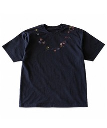フラワーネックレスプリント オーバーサイズ半袖Tシャツ