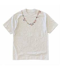 フラワーネックレスプリント オーバーサイズ半袖Tシャツ