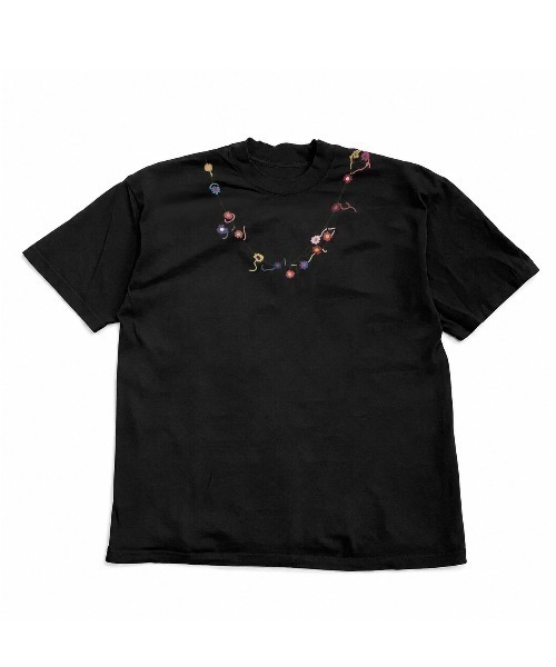 FreeZone(フリーゾーン)の「フラワーネックレスプリント オーバーサイズ半袖Tシャツ(Tシャツ/カットソー・メンズ・ネイビー/グレー/ホワイト/ブラック・F)」の3枚目の写真