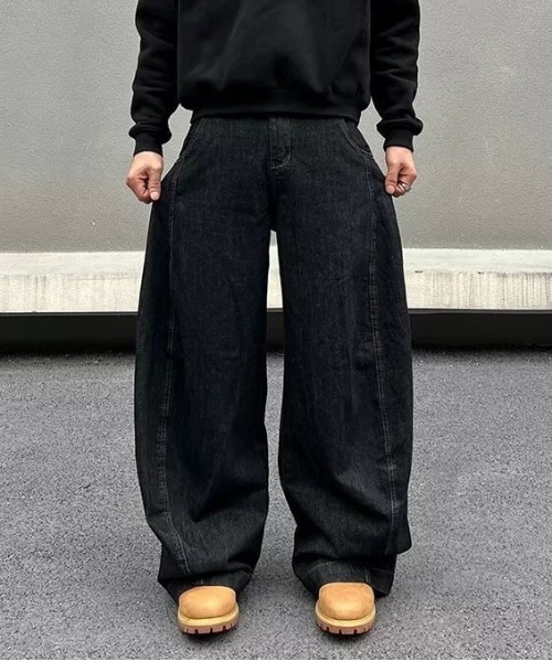 DOUBLE STEAL(ダブルスティール)の「DSブラックワイドストレートデニム(デニムパンツ・メンズ・ブラック・SMALL/MEDIUM/LARGE/X-LARGE)」の3枚目の写真