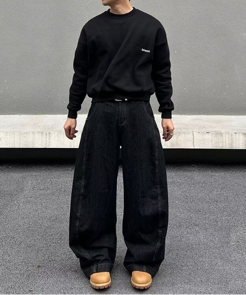 DOUBLE STEAL(ダブルスティール)の「DSブラックワイドストレートデニム(デニムパンツ・メンズ・ブラック・SMALL/MEDIUM/LARGE/X-LARGE)」の4枚目の写真