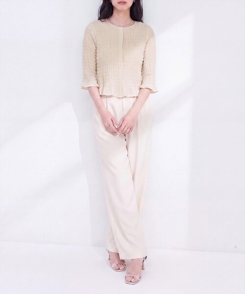 natural couture(ナチュラルクチュール)の「コンパクトシャーリングブラウス(シャツ/ブラウス・レディース・ブラウン/アイボリー/チェック/ブラック/ドット・FREE)」の8枚目の写真