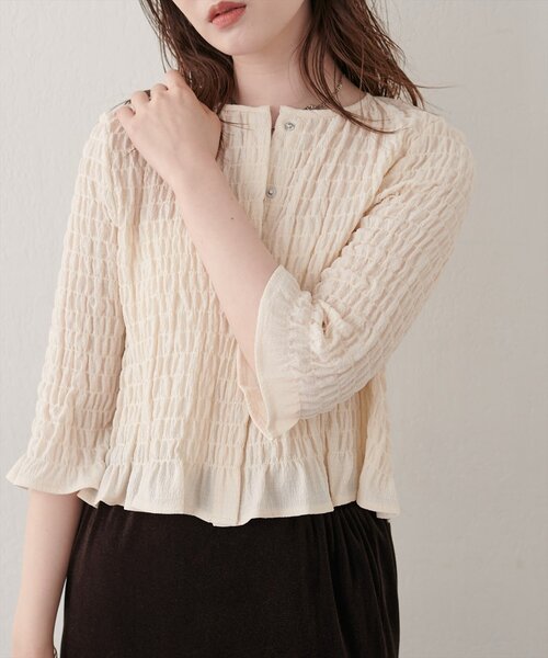 natural couture(ナチュラルクチュール)の「コンパクトシャーリングブラウス(シャツ/ブラウス・レディース・ブラウン/アイボリー/チェック/ブラック/ドット・FREE)」の9枚目の写真