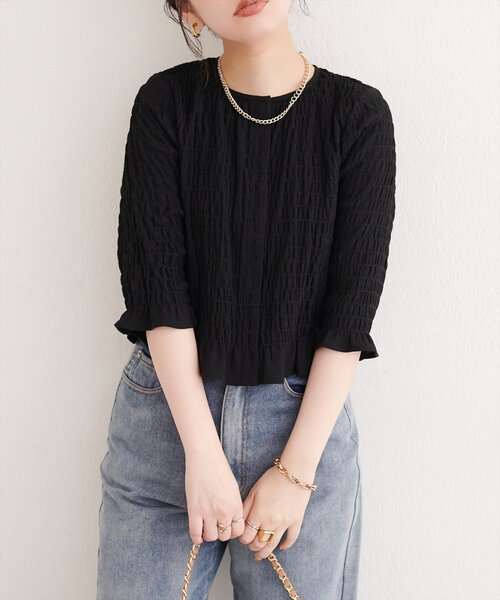 natural couture(ナチュラルクチュール)の「コンパクトシャーリングブラウス(シャツ/ブラウス・レディース・ブラウン/アイボリー/チェック/ブラック/ドット・FREE)」の21枚目の写真