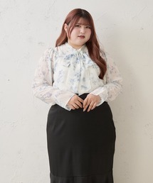 【Louiosy】【大きいサイズ】シアースリーブボウタイブラウス