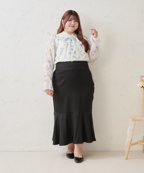 Louiosy(ルオシー)の「【Louiosy】【大きいサイズ】シアースリーブボウタイブラウス(シャツ/ブラウス・レディース・ホワイト系その他/ブラック系その他/オフホワイト・3L/4L/X-LARGE)」の10枚目の写真