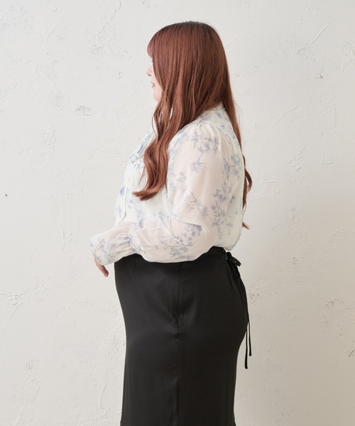 Louiosy(ルオシー)の「【Louiosy】【大きいサイズ】シアースリーブボウタイブラウス(シャツ/ブラウス・レディース・ホワイト系その他/ブラック系その他/オフホワイト・3L/4L/X-LARGE)」の6枚目の写真