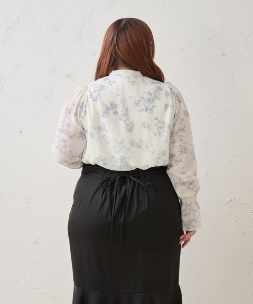 Louiosy(ルオシー)の「【Louiosy】【大きいサイズ】シアースリーブボウタイブラウス(シャツ/ブラウス・レディース・ホワイト系その他/ブラック系その他/オフホワイト・3L/4L/X-LARGE)」の7枚目の写真