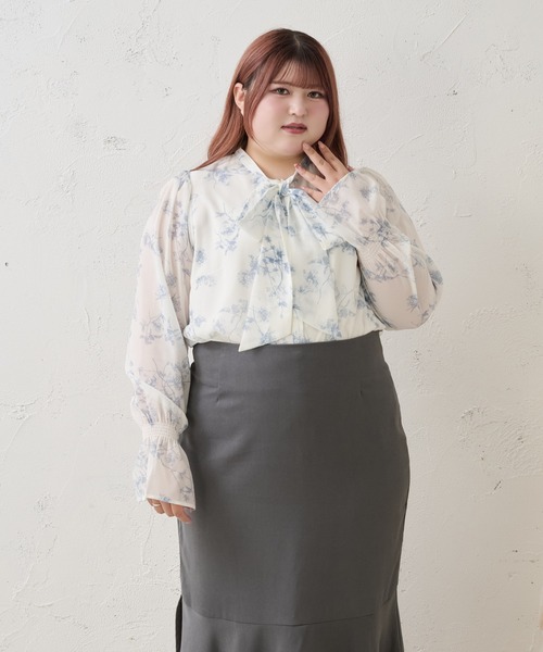 Louiosy(ルオシー)の「【Louiosy】【大きいサイズ】シアースリーブボウタイブラウス(シャツ/ブラウス・レディース・ホワイト系その他/ブラック系その他/オフホワイト・3L/4L/X-LARGE)」の15枚目の写真