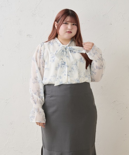 Louiosy(ルオシー)の「【Louiosy】【大きいサイズ】シアースリーブボウタイブラウス(シャツ/ブラウス・レディース・ホワイト系その他/ブラック系その他/オフホワイト・3L/4L/X-LARGE)」の16枚目の写真