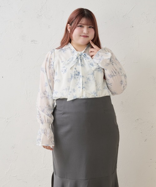 Louiosy(ルオシー)の「【Louiosy】【大きいサイズ】シアースリーブボウタイブラウス(シャツ/ブラウス・レディース・ホワイト系その他/ブラック系その他/オフホワイト・3L/4L/X-LARGE)」の17枚目の写真