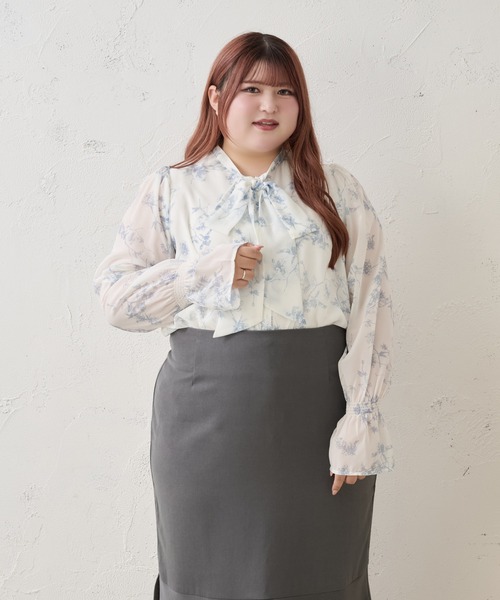Louiosy(ルオシー)の「【Louiosy】【大きいサイズ】シアースリーブボウタイブラウス(シャツ/ブラウス・レディース・ホワイト系その他/ブラック系その他/オフホワイト・3L/4L/X-LARGE)」の18枚目の写真
