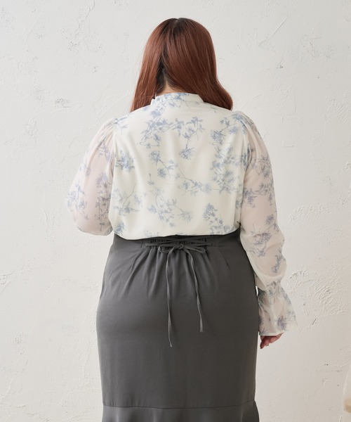 Louiosy(ルオシー)の「【Louiosy】【大きいサイズ】シアースリーブボウタイブラウス(シャツ/ブラウス・レディース・ホワイト系その他/ブラック系その他/オフホワイト・3L/4L/X-LARGE)」の4枚目の写真