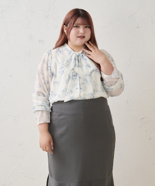 Louiosy(ルオシー)の「【Louiosy】【大きいサイズ】シアースリーブボウタイブラウス(シャツ/ブラウス・レディース・ホワイト系その他/ブラック系その他/オフホワイト・3L/4L/X-LARGE)」の21枚目の写真