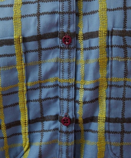 Jocomomola（ホコモモラ）の「Trazo チェック柄刺繍オーバーブラウス（シャツ/ブラウス・レディース・ブルー/パープル・40）」の12枚目の写真