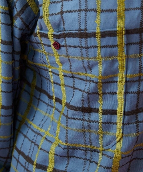 Jocomomola（ホコモモラ）の「Trazo チェック柄刺繍オーバーブラウス（シャツ/ブラウス・レディース・ブルー/パープル・40）」の13枚目の写真