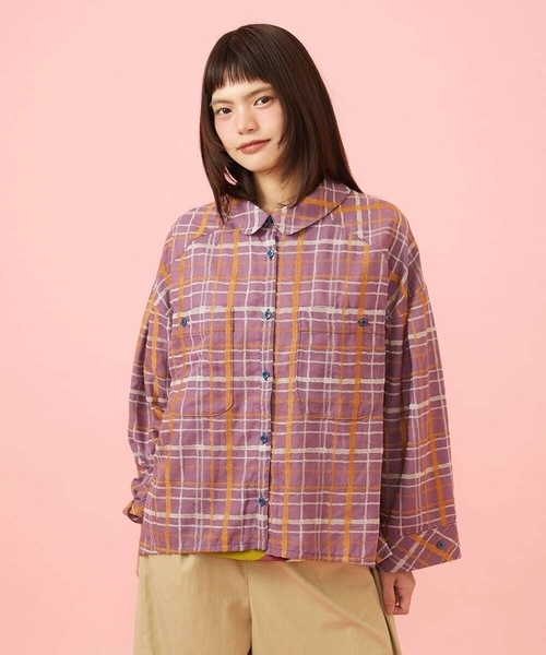 Jocomomola（ホコモモラ）の「Trazo チェック柄刺繍オーバーブラウス（シャツ/ブラウス・レディース・ブルー/パープル・40）」の17枚目の写真