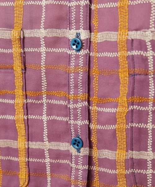 Jocomomola（ホコモモラ）の「Trazo チェック柄刺繍オーバーブラウス（シャツ/ブラウス・レディース・ブルー/パープル・40）」の19枚目の写真