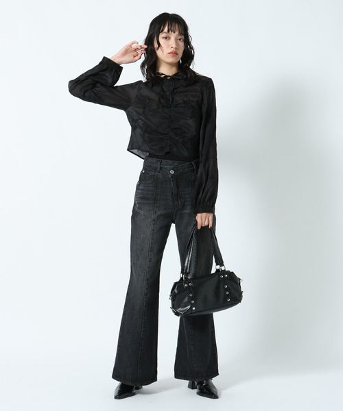PAGEBOY（ページボーイ）の「センターラインフレアデニム（デニムパンツ・レディース・ブラック/ブルー・SMALL/MEDIUM）」の19枚目の写真