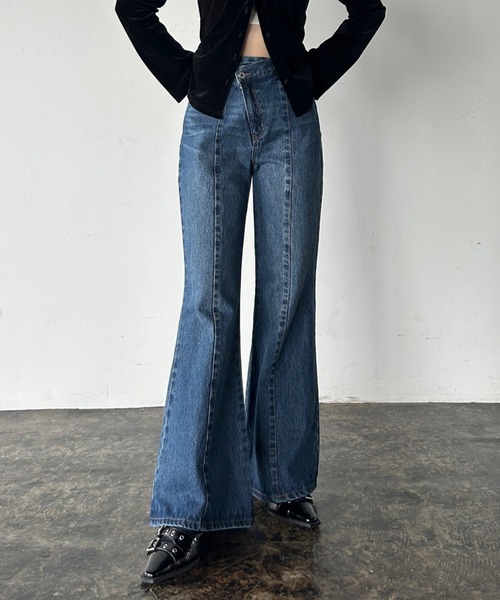 PAGEBOY（ページボーイ）の「センターラインフレアデニム（デニムパンツ・レディース・ブラック/ブルー・SMALL/MEDIUM）」の12枚目の写真