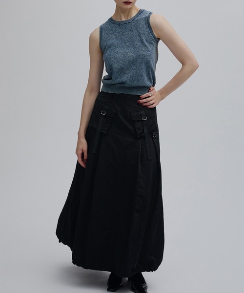 Ameri(アメリ)の「DENIM KNIT TANK TOP(タンクトップ・レディース・ブルー/ブラック・FREE)」の4枚目の写真