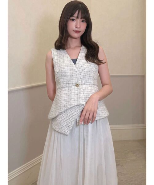 MERCURYDUO(マーキュリーデュオ)の「ペプラムチュールドッキングジャンスカ(ワンピース・レディース・ブラック/オフホワイト・FREE)」の17枚目の写真